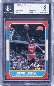 1986-87 Fleer #57 Michael Jordan Rookie Card – BGS NM-MT 8